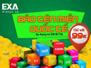 Bão tên miền quốc tế, chỉ 99k tại EXA